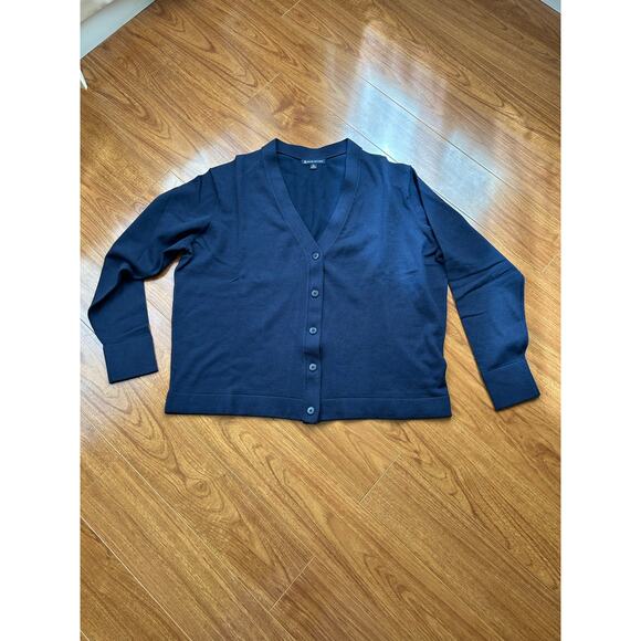 Brooks Brothers Womens XL Pima Cotton Cardigan Sweater Navy Classic Preppy - Picture 1 of 6